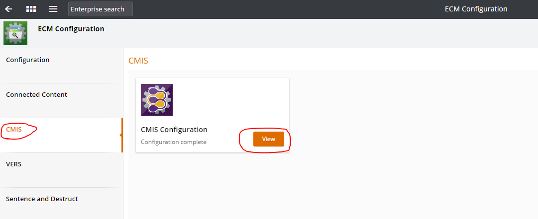 Access CMIS Configuration via ECM Configuration